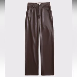 NWT Abercrombie High Rise 90s Relaxed Vegan Leather Pant – Chocolate (LONG)